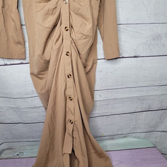 Women's V Neck Button Down Shirt Dress  Small - Picture 3 of 4